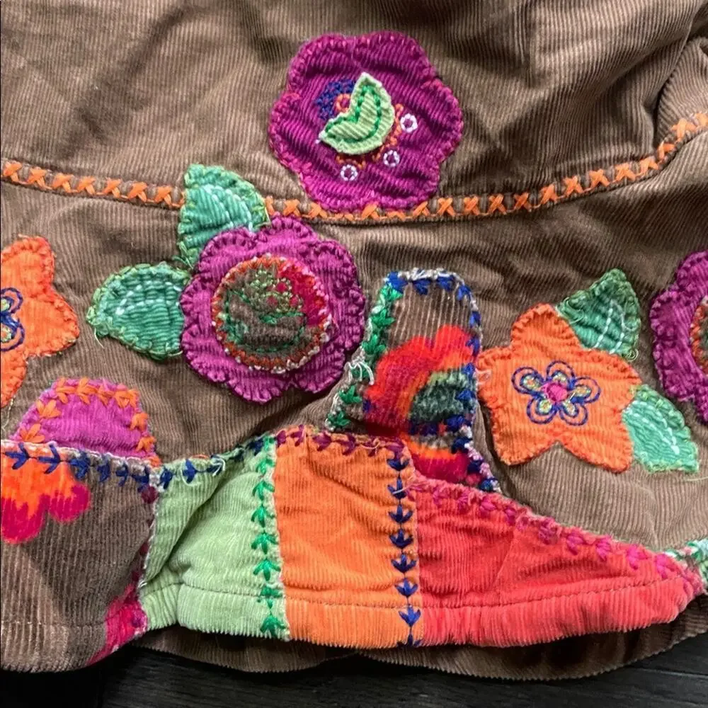 The Children's Place Brown Skirt with Colorful Floral Embroidery Girls Sz 3T